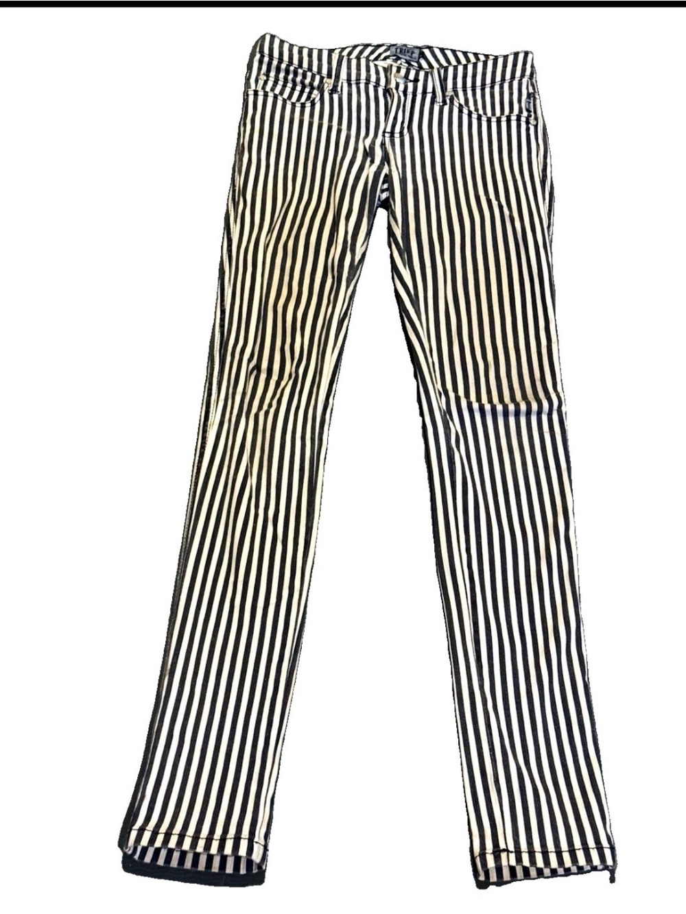 Vtg Tripp NYC Striped Skinny Jeans 0 Corset Lace Back Goth Punk Beetlejuice